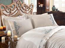 Ruching Olivia Embroideried Cotton Satin Duvet cover set Cream Mint 2024 - buy cheap