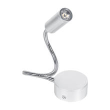 Luminária para cama com aplique AC85-265V, lâmpada de led de 3w branca quente e flexível com pescoço de ganso 1w/3w