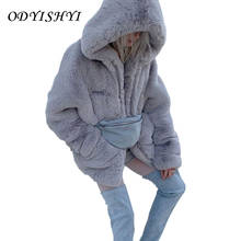 2021 New Rex Rabbit Fur Coats Lady Oversize Thick Winter Hooded Warm Jacket Faux Furs Plush White Coat Fashion Women Parka DH29 2024 - buy cheap
