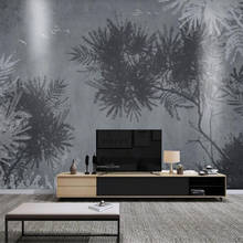 Milofi personalizado 3d papel de parede mural nordic preto e branco cinza planta sala estar quarto fundo da decoração 2024 - compre barato