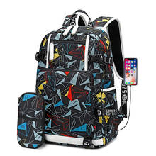 2020 New Arrival Graffiti Printed School Bags For Teenagers Boys USB Laptop Backpacks Set Student Travel Bag Daypack Mochila 2024 - buy cheap