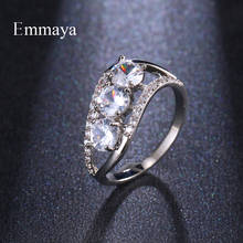 Emmaya, для женщин и девочек, модный тренд, экзотическое стильное серебряное кольцо с прозрачным AAA цирконием, элегантные ювелирные изделия с кристаллами, Искрящийся подарок 2024 - купить недорого