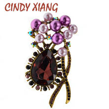 CINDY XIANG Multi-color Pearls Flower Large Brooches For Women Vintage Wedding Bouquet Crystal Brooch Pin Fashion Jewelry Gifts 2024 - buy cheap
