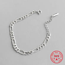 Pure 925 Silver Fashion Simple Cool Chains Bracelets for Girl Women Fine Jewelry 2024 - buy cheap