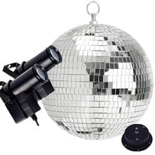 Thrisdar-espelho de discoteca com refletor de vidro, bola de espelho com 10w rgb, holofote para festa em casa, casamento e palco, dia25cm, 30cm 2024 - compre barato