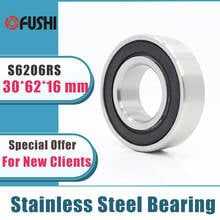 2PCS S6206RS Bearing 30*62*16 mm ABEC-3 440C Stainless Steel S 6206RS Ball Bearings 6206 Stainless Steel Ball Bearing 2024 - buy cheap