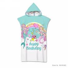 Bestselling 3D Pink Blue Mermaid Double-sided Digital Print Robe Bath Towel Outdoor Adult Hooded Beach Poncho Bath Towel 2024 - buy cheap