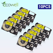 Ecowell 10PK XR-12YW 12mm labels For Casio label tape XR 12YW XR12YW Black on Yellow for Casio KL-60 KL-60SR KL120 Label Maker 2024 - buy cheap