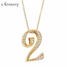 Moonmory 925 Sterling Silver Gold Color Number 2 3 Pendants CZ Long Chain Necklace For Japanese Creative Number Jewelry Gift 2024 - buy cheap