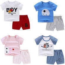 Conjunto de camiseta y pantalones para bebé, ropa de algodón con estampado de rayas de animales para niños de 6m a 5 años, de verano, 2 piezas 2024 - compra barato