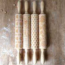 Cute Animal Wood Embossing Rolling Pin for DIY Baking Cookies Noodle Biscuit Fondant Cake Dough Engraved Roller Dropshipping 2024 - buy cheap