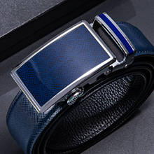 Hi-Tie New Blue Fashion Leather Buckle Belts for Men Trouser High Quality Genuine Leather Automatic Business Style Men's Belt 2024 - buy cheap