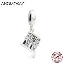 Anomokay New 925 Silver Arc de Triomphe Castle Charm Pendant fit Bracelet & Bangle Prong Setting White Crystal Silver Beads 2024 - buy cheap