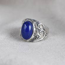 FNJ-Anillo de lapislázuli de plata 925 para mujer, joyería 100% Original, anillos de plata de ley S925, piedra azul Natural 2024 - compra barato