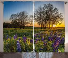 Cortinas natureza paisagem do campo com lavanda prato ao sol primavera beleza folhagem eco imagem janela do quarto sala 2024 - compre barato