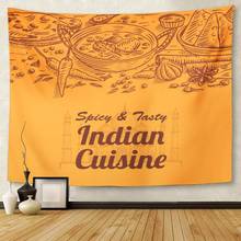 Cuisine of Indian Food and Spices South Curry Masala Tapestry Wall Hanging for Living Room Bedroom Dorm 50x60 inches 2024 - buy cheap