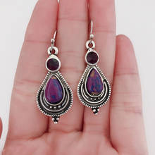 Fashion Europe Style Lady Water Drop Earrings Vintage Purple Stone Dangle Earring Jewelry for  Women Party Best Gift 2024 - buy cheap