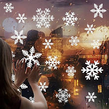 Наклейки на окна в виде белых снежинок, 27 шт./лист, рождественские украшения, Съемные Наклейки на окна из ПВХ, наклейки на стену для дома, новый год 2021 2024 - купить недорого
