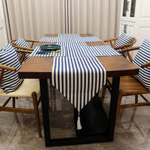 Blue Stripe Table Runner Geometric Patterns  Soft Comfortable Mat Cushion For Home Table Outdoor Wedding Party Table Runners 2024 - buy cheap