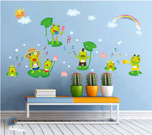 Мультфильм счастливый лягушка стикер на стену для детской комнаты украшение дома животные настенные наклейки для детской обои 2024 - купить недорого