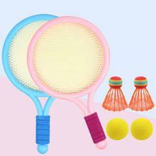 Tênis de praia crianças dupla peteca badmintontennis raquete bola conjunto esportes ao ar livre mini raquete de badminton para crianças praia rack 2024 - compre barato