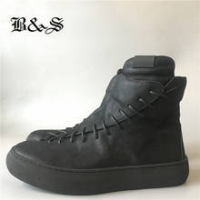 Negro y 2019 de la calle Retro de lujo hecho a mano de cuero genuino zapatos de coser encaje personalizada punk botas Inglaterra corto tobillo botas 2024 - compra barato