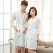 Roupão de dormir casual robe100 % algodão, camisola folgada de algodão para homens e mulheres, roupa de banho macia e altamente absorvente 2024 - compre barato