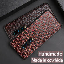 Funda de teléfono de cuero genuino para Oneplus Nord 8, 7, 7T Pro, 9, 9T, textura triangular de negocios, Funda trasera 2024 - compra barato