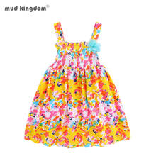 Mudkingdom criança menina vestido de verão algodão floral smocked vestidos para o bebê meninas vestido de verão bonito little kids jumper 2024 - compre barato