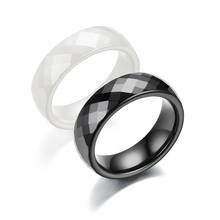 Anéis de cerâmica masculinos e femininos, 6mm, preto e branco, superfície de corte suave, joias, anel de casamento, moda, anel de casamento 2024 - compre barato