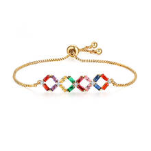 YJGS Rectangular Cubic Zirconia Adjustable Bracelets Ladies Elegant Golden Chain Bracelet Bangle Tennis Bracelets Party Jewelry 2024 - buy cheap