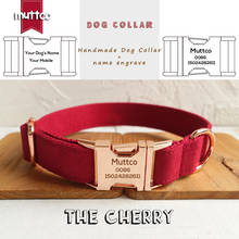 MUTTCO retailing special self-design personalized pet collar THE CHERRY engraved nameplate canvas dog collar 5 sizes UDC020M 2024 - buy cheap