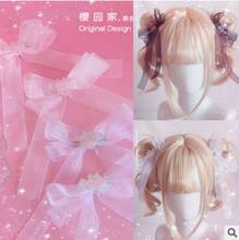 Princess sweet lolita hairpin Handmade Lolita little ghost bow hairpin hair ornament snow yarn ribbon and bow clip HZQX074 2024 - buy cheap