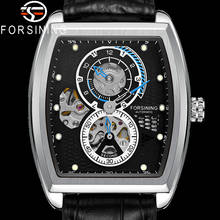 Forsining-relógio de pulso masculino, automático, mecânico, militar, marca de luxo, couro legítimo preto, esqueleto, 8218 2024 - compre barato