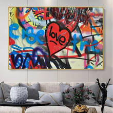 Graffiti Banksy Wall Art Color Love Hearts Canvas Painting Posters and Prints Abstract Wall Pictures for Living Room Home Decor 2024 - buy cheap