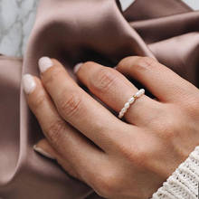 Momiji anéis de pérola para mulheres, elástico ajustável feito à mão joias da moda com pérolas de aço inoxidável, anéis com miçangas, presentes de casamento 2024 - compre barato