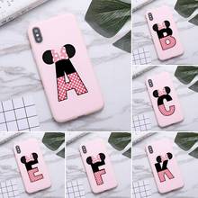 Personalized mouse head bow letter Phone Case for iPhone 11 Pro Max X XR XS 8 7 6s Plus Matte Candy Pink Silicone Cases 2024 - buy cheap
