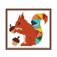 Joy Sunday Squirrel DA511 Counted and Stamped Home Decor Colorful Animal Needlework Needlepoint Embroidery DIY Cross Stitch kits 2024 - buy cheap