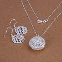 Conjunto de joias de prata esterlina para mulheres, conjunto de duas peças 925, simples, com colar circular, festa de noiva 2024 - compre barato