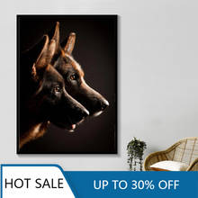 Pintura en lienzo de perro pastor alemán, carteles impresos en blanco y negro, decoración de pared, decoración fina del hogar de Alemania 2024 - compra barato