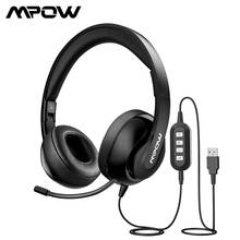 Mpow-auriculares USB 224 para ordenador, dispositivo de audio plegable con cancelación de ruido y micrófono retráctil, 3,5mm, para Call Center Driver 2024 - compra barato