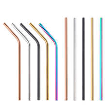 2PCS/SET Reusable 18/8 Stainless Steel Drinking Straws Straight & Curving Eco Friendly Rainbow Drinking Straws +1xCleaning Brush 2024 - buy cheap