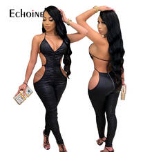 Echoine Women black Sexy backless hanging rope tight halter jumpsuit Night Club Party Bandage Elegant One Piece Outfit overalls 2024 - buy cheap