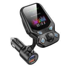 JINSERTA беспроводной автомобильный комплект громкой связи Bluetooth fm-передатчик TF USB Flash музыка играть с QC3.0 быстрое зарядное устройство AUX аудио приемник 2024 - купить недорого