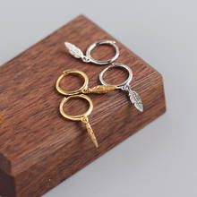 925 Sterling Silver Ear Buckle Hoop Earrings Round Feather Earrings for Women Simple Earrings Jewelry Gift 2024 - buy cheap