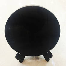 New arrivals high quality 100% natural black obsidian stone circle disk round plate fengshui mirror for home office decoration 2024 - buy cheap