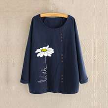 Women's Printed Blouse 2020 Autumn Fashion Daisy Blouse Casual Long Sleeve Shirts Female Blusas Oversized Tunic Chemise Tops 2024 - buy cheap