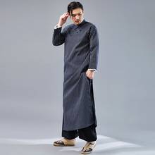 Chinês tradicional tang terno longo do vintage robe oriental étnico hanfu homens qipao vestido de gola gola vestido masculino cheongsam kk3107 2024 - compre barato