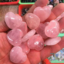 Natural pink rose heart quartz crystal hand polished healing 5pcs 2024 - buy cheap