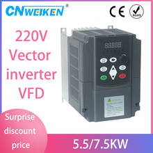 Inversor de controle vetorial de 5,5kw 7,5kw 220v, unidade de frequência variável vfd com controle direto da fábrica, frete grátis 2024 - compre barato